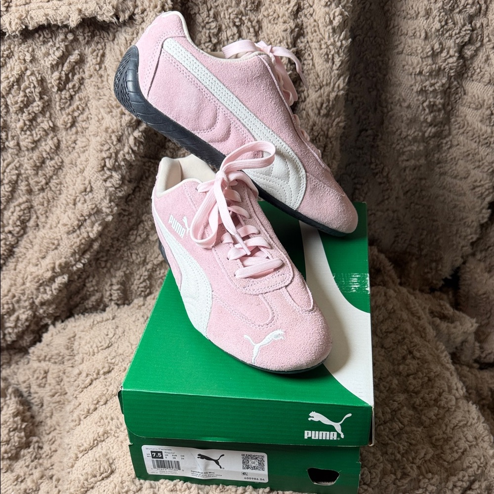 Puma Women's Soft Pink and White Sneakers
